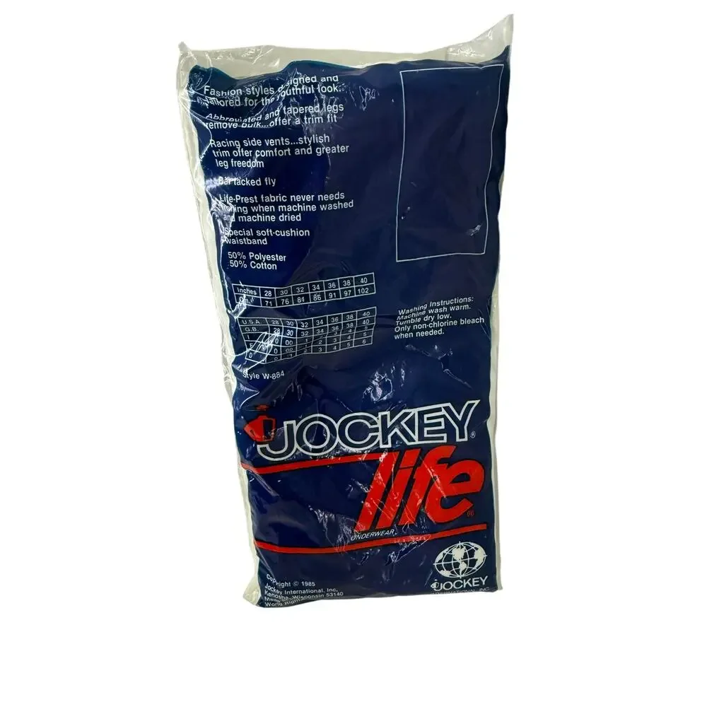 Vintage Jockey Life White Tapered Boxers 1985 Size 36 New In Sealed Package